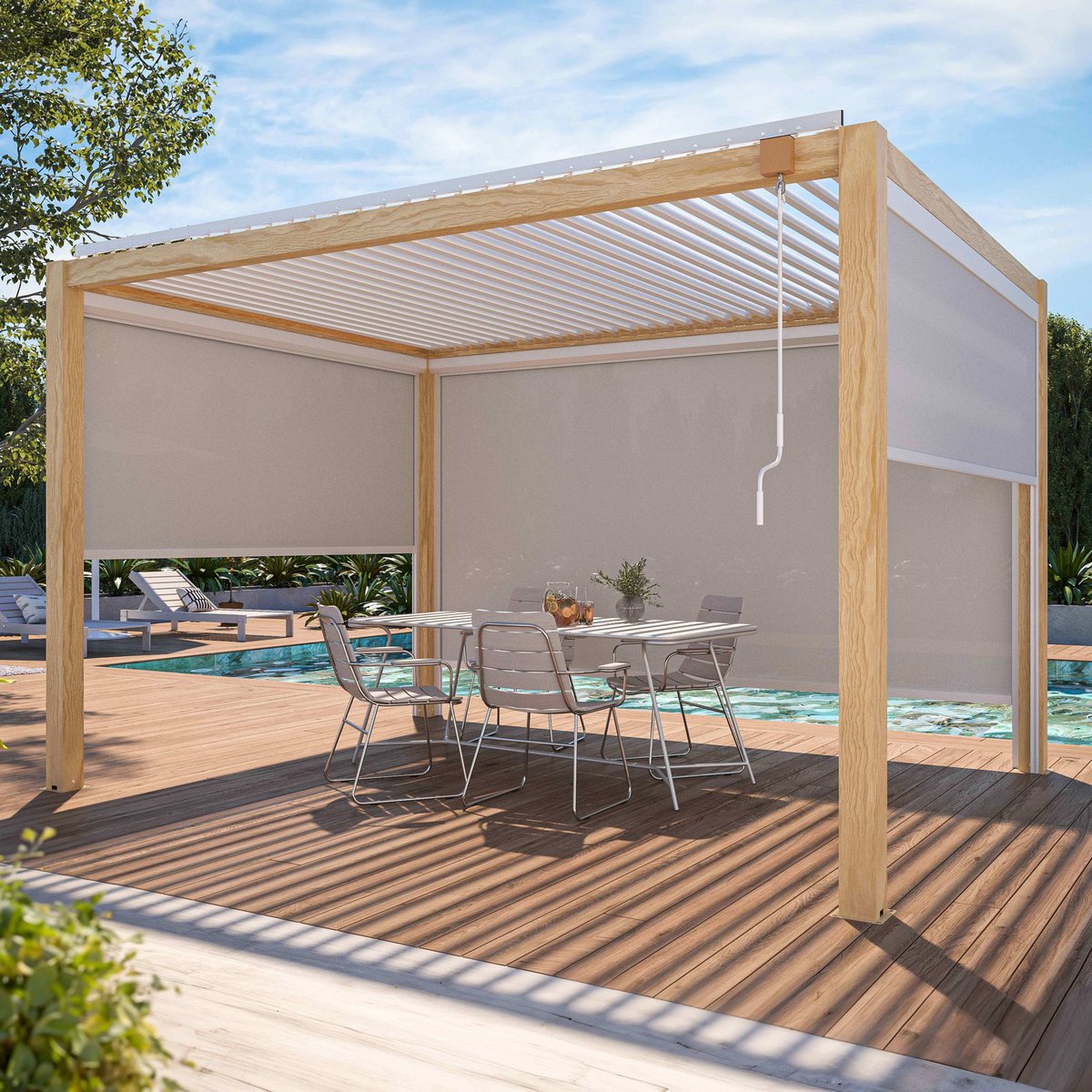 Store blanc pour pergola bioclimatique corato et sapri (2,80 x 2,30 m) blanc, OVIALA