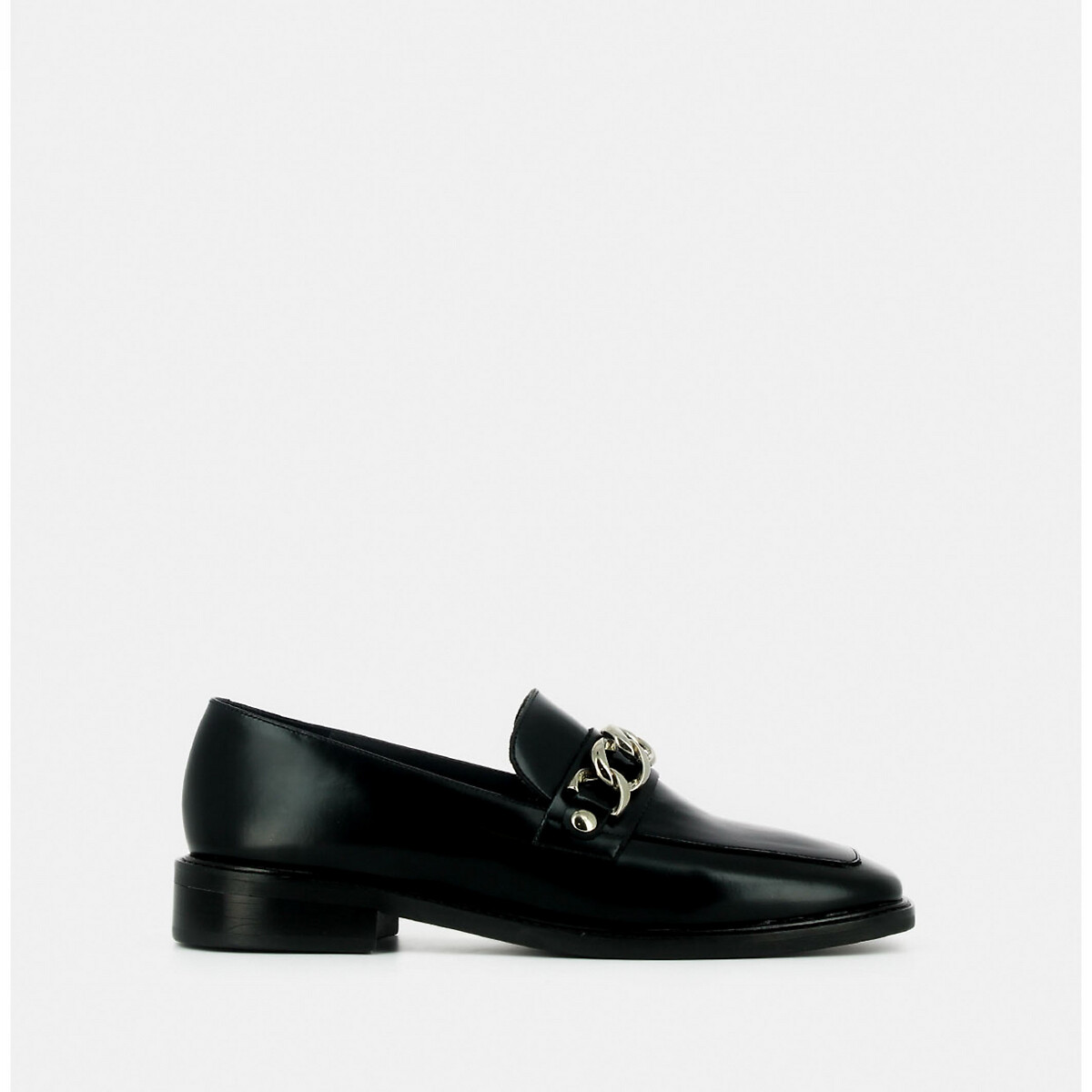 Mocassins cuir bout carré Dionette noir, JONAK
