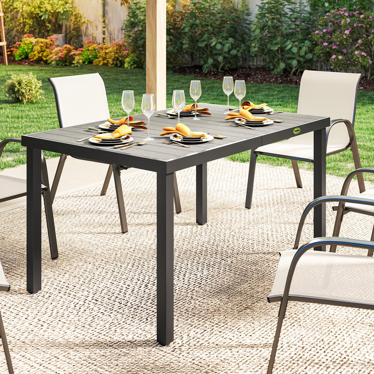 Table de jardin Acier Gris gris, OUTSUNNY