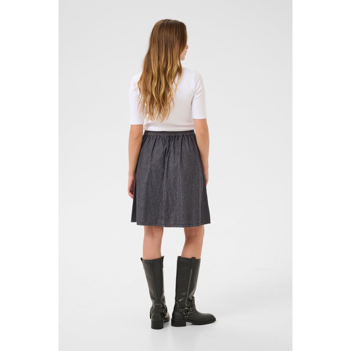 Skirt gris grey washed denim, KAFFE