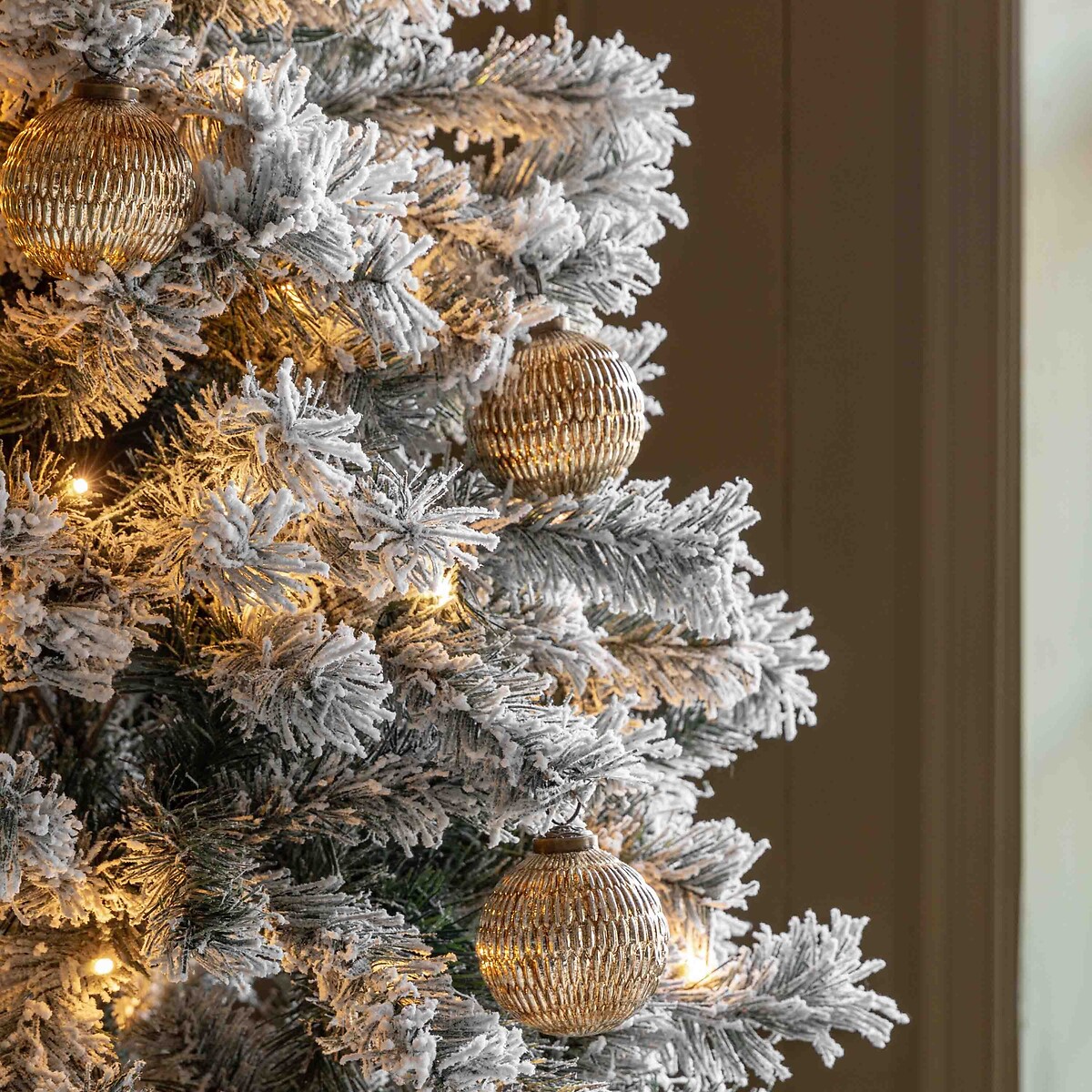 Set of 6 Crackle Baubles in Silver gold-coloured, ÉDITÉ