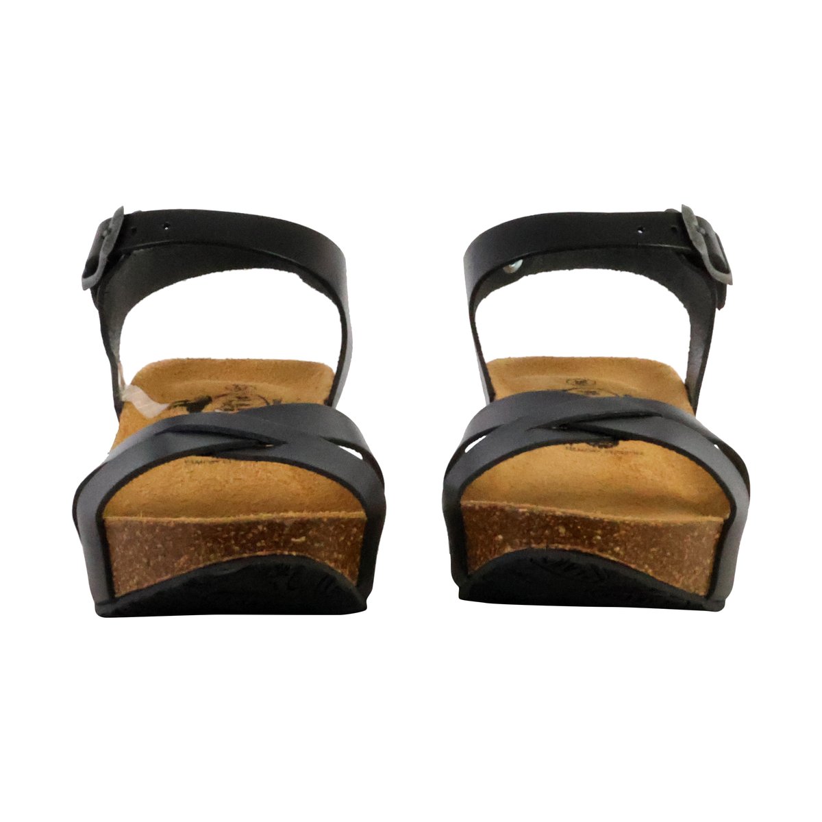 Sandales Compensées Cuir So Final noir, PLAKTON