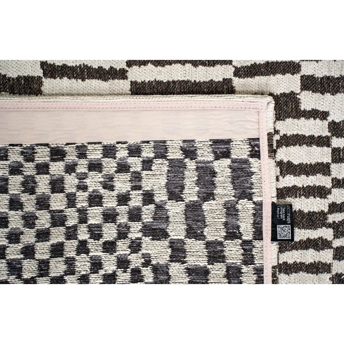 Tapis tissé plat moderne STRUCTURES noir, NOVATREND
