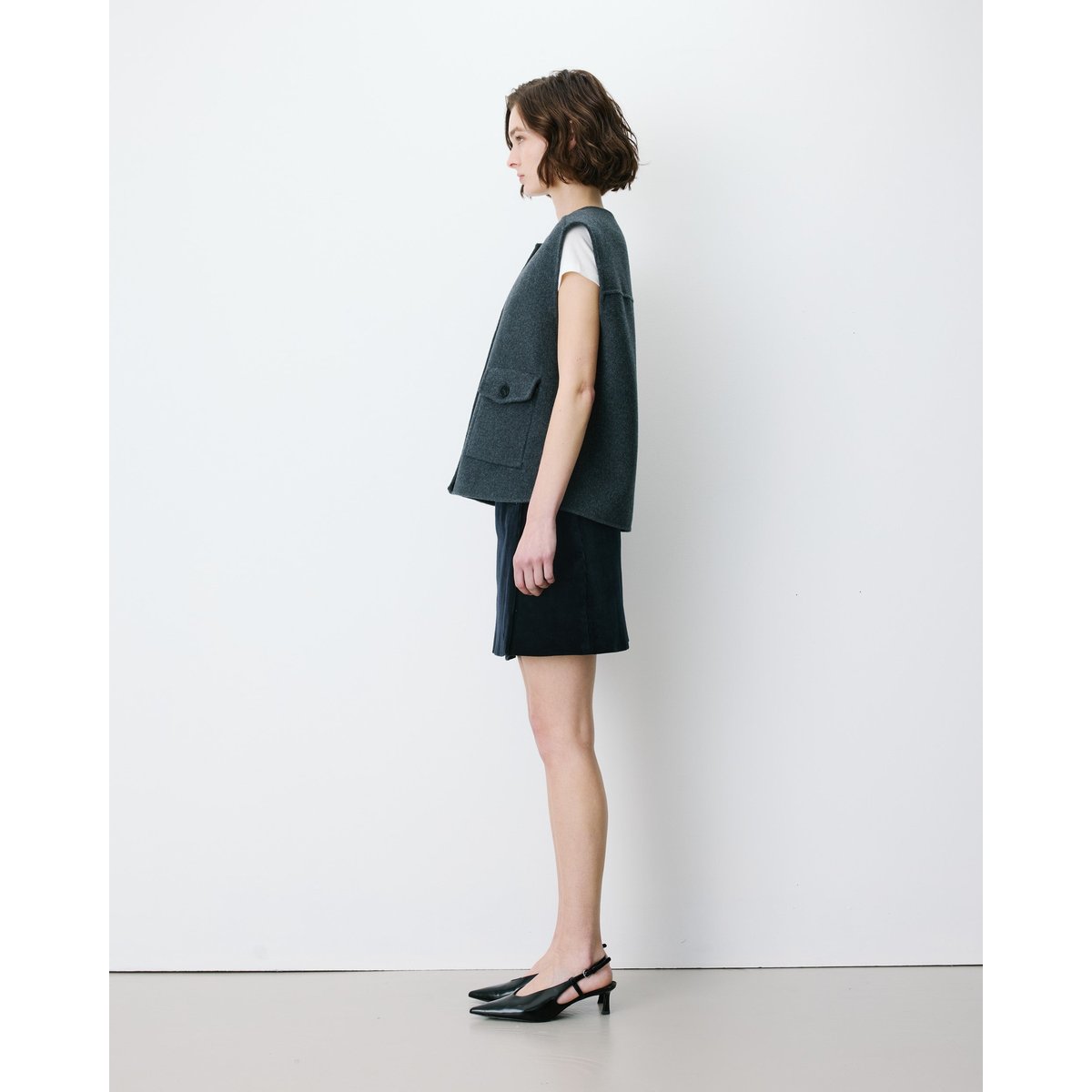Veste sans manches oversize sable Adagio anthracite, GRACE & MILA
