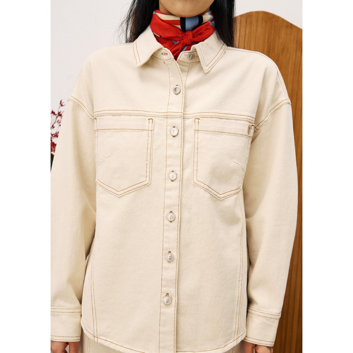 Chemise en coton DURAS beige crème, FRNCH