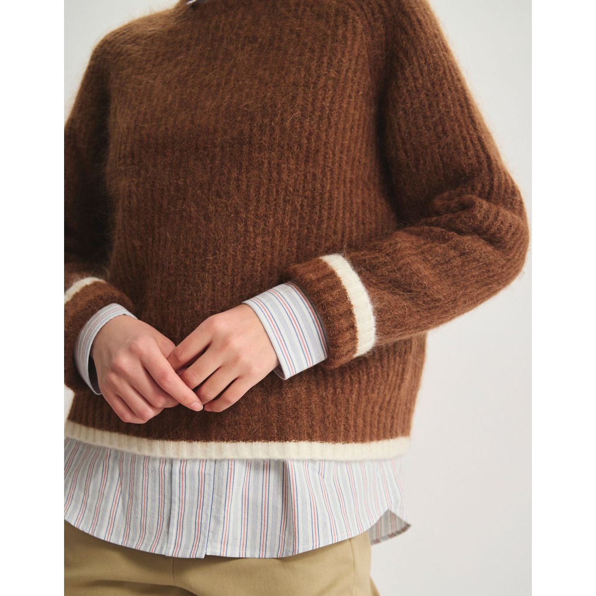 Pull Elton en maille mohair marron, INES DE LA FRESSANGE PARIS