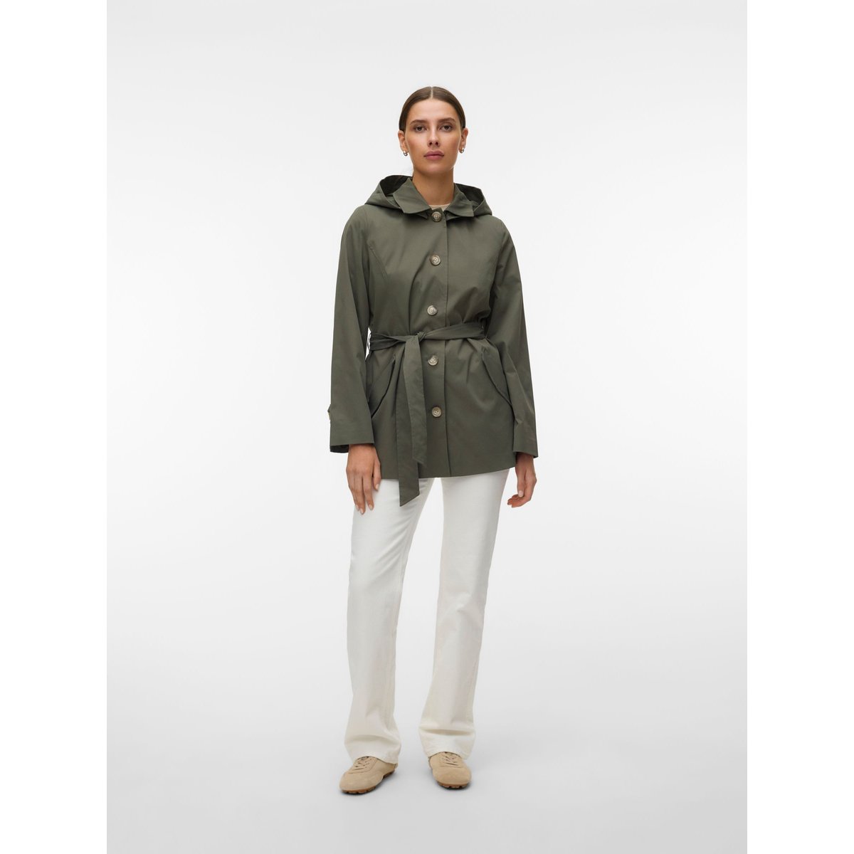 Manteau mi-long boutonné verte - kalamata 1, VERO MODA