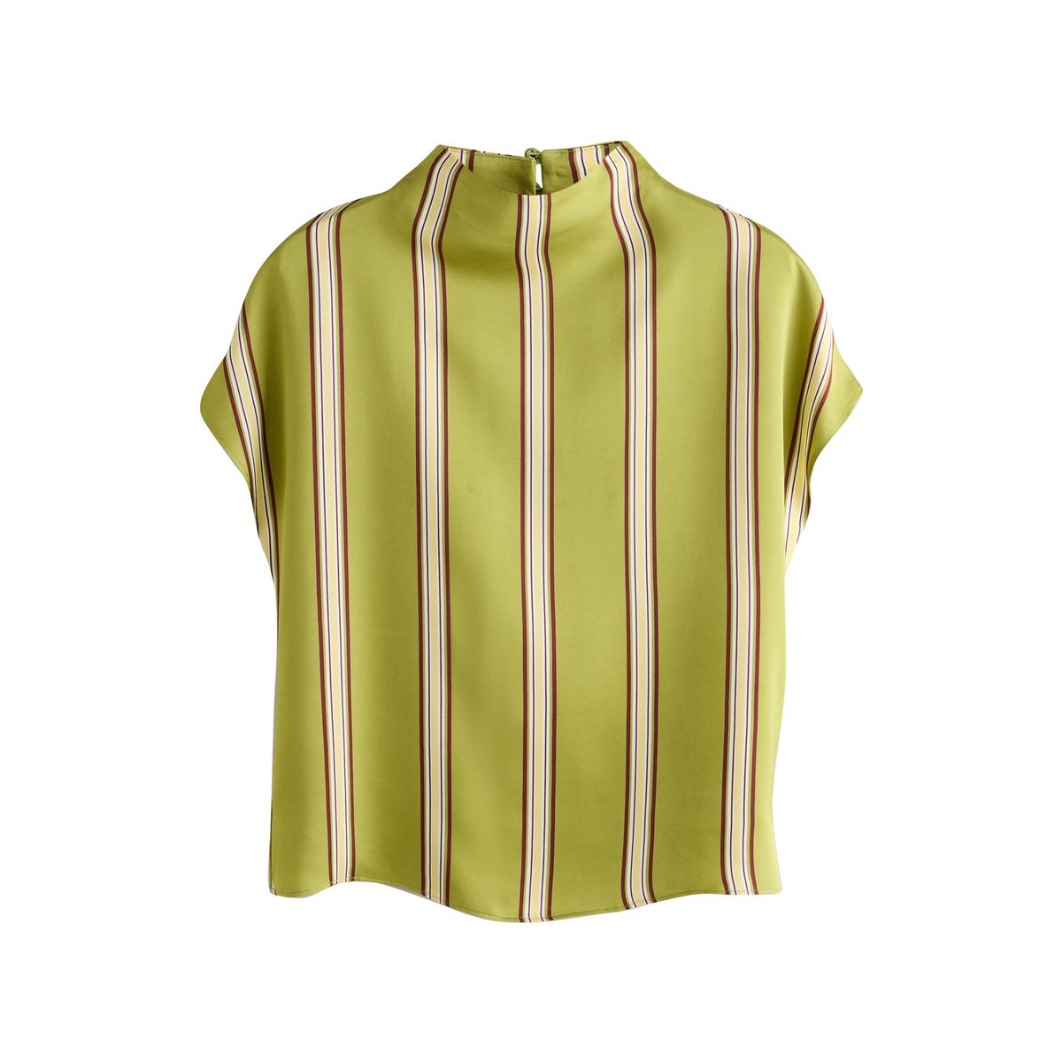 Haut à manches courtes en satin rayures vert olive, NEXT