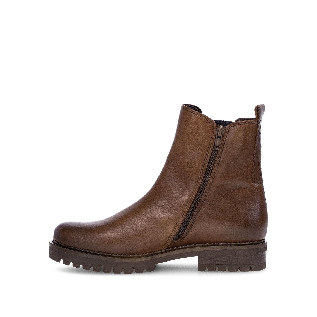 Bottines Chelsea en cuir lisse à talon décroché marron, GABOR