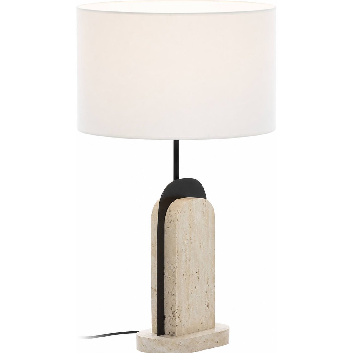 Lampe à poser en marbre travertin et métal naturel et noir mat, RECOLLECTION