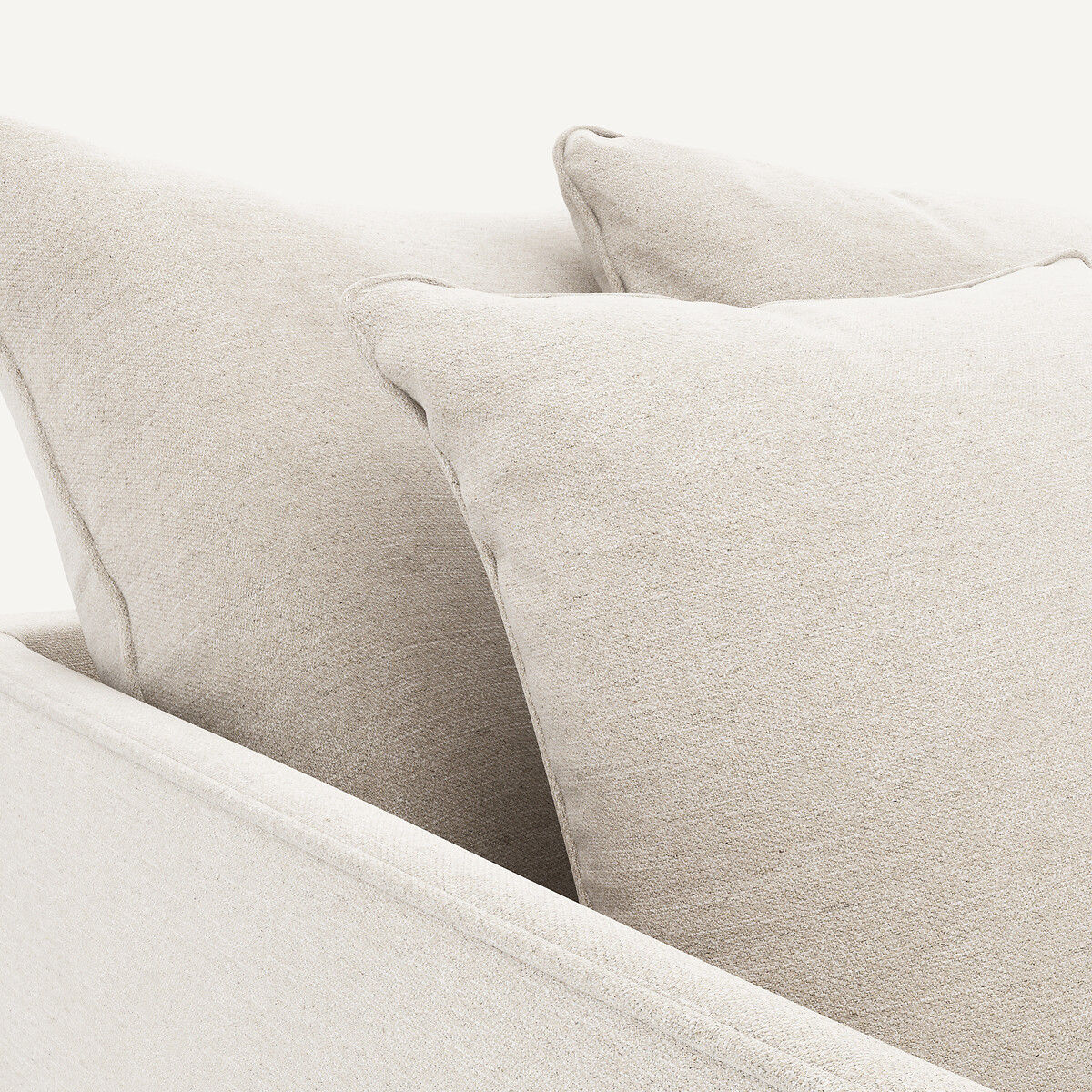 2-Sitzer-Sofa, umwandelbar, aus meliertem Leinen, LAZARE elfenbein, AM.PM