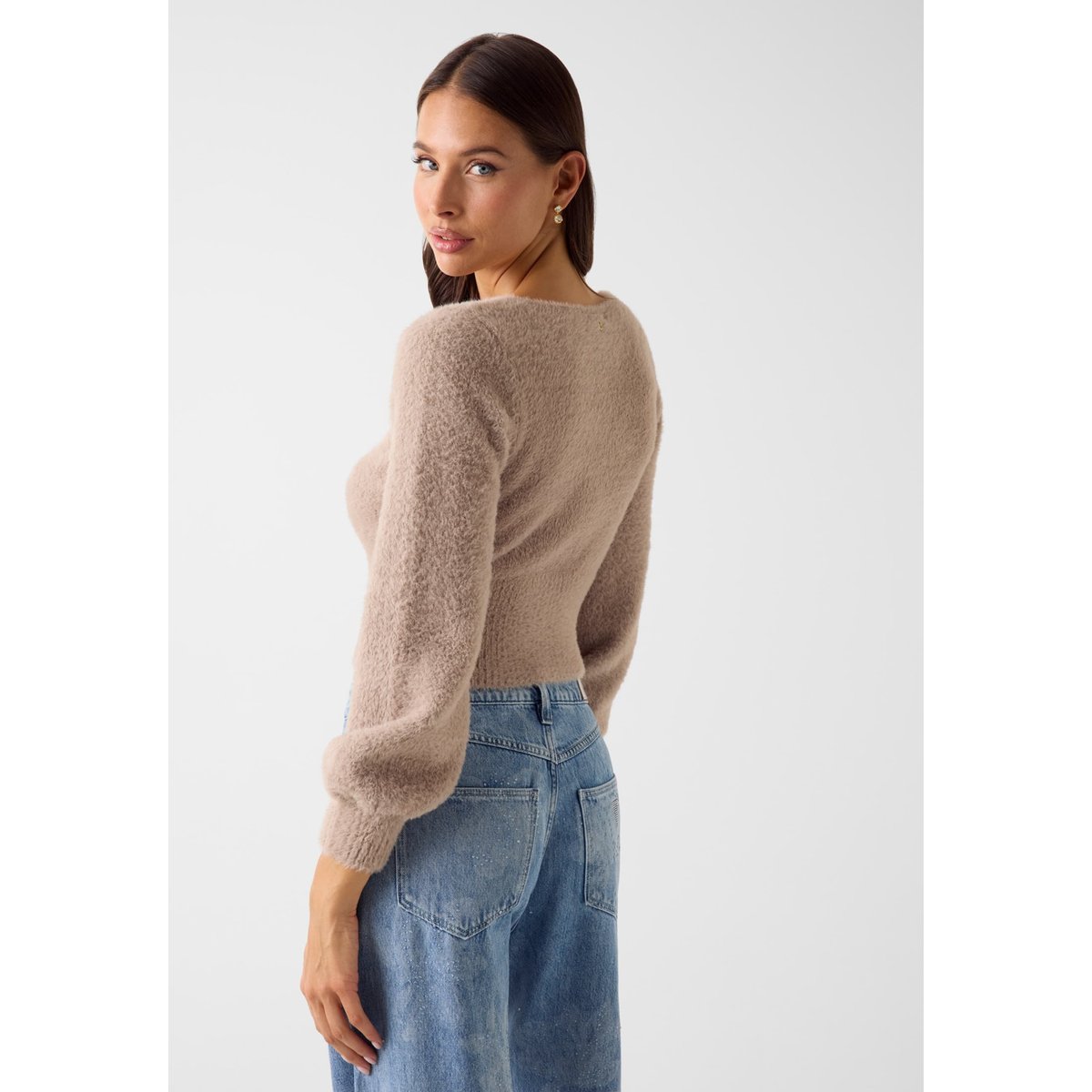 Cardigan À Boutons Bijoux marron, GUESS