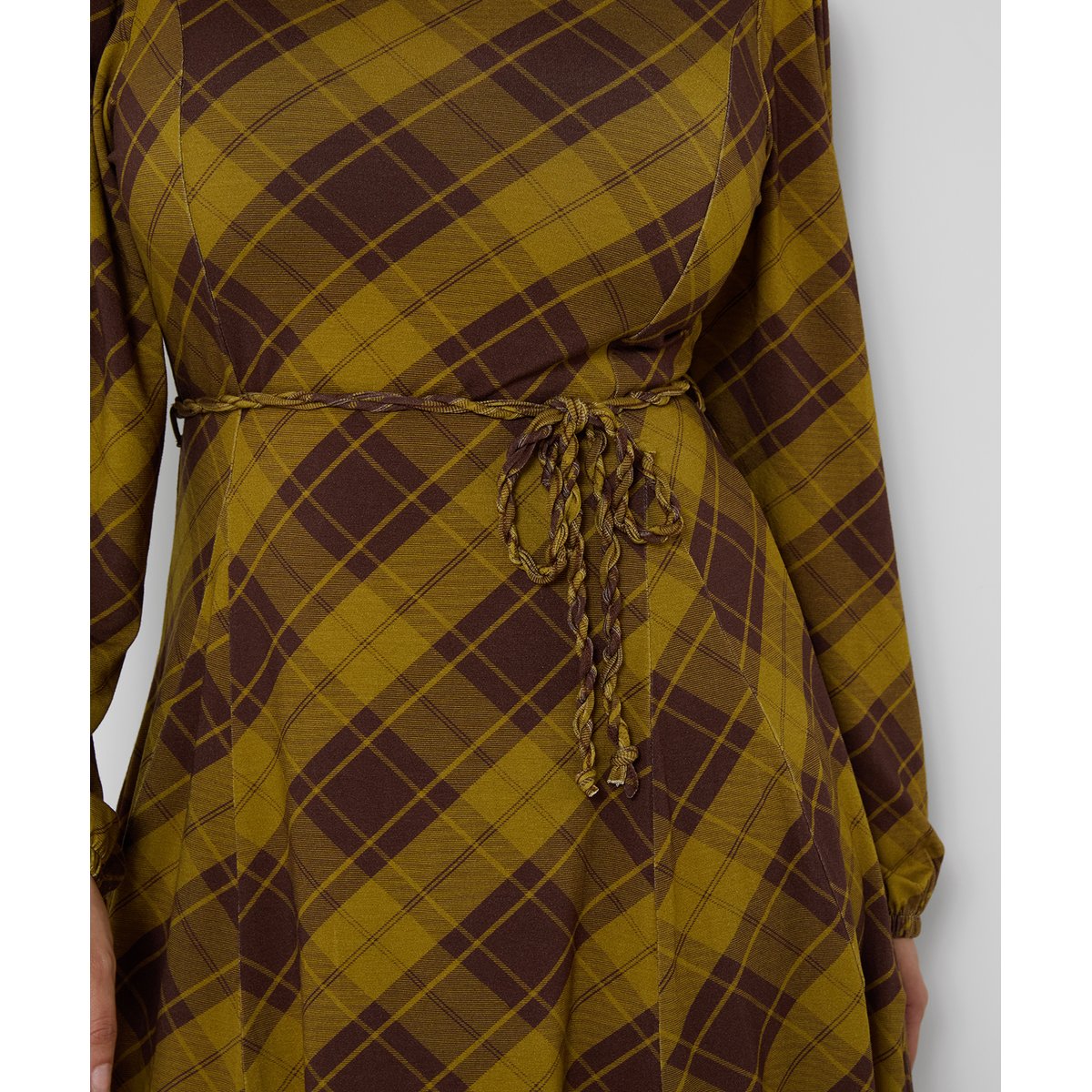 Robe Courte en Jersey à Carreaux Tradition marron, JOE BROWNS