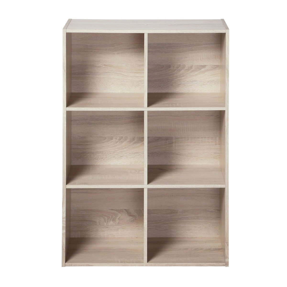Étagère de rangement 6 cases - H91,5 x L61,5 cm bois clair, CALICOSY