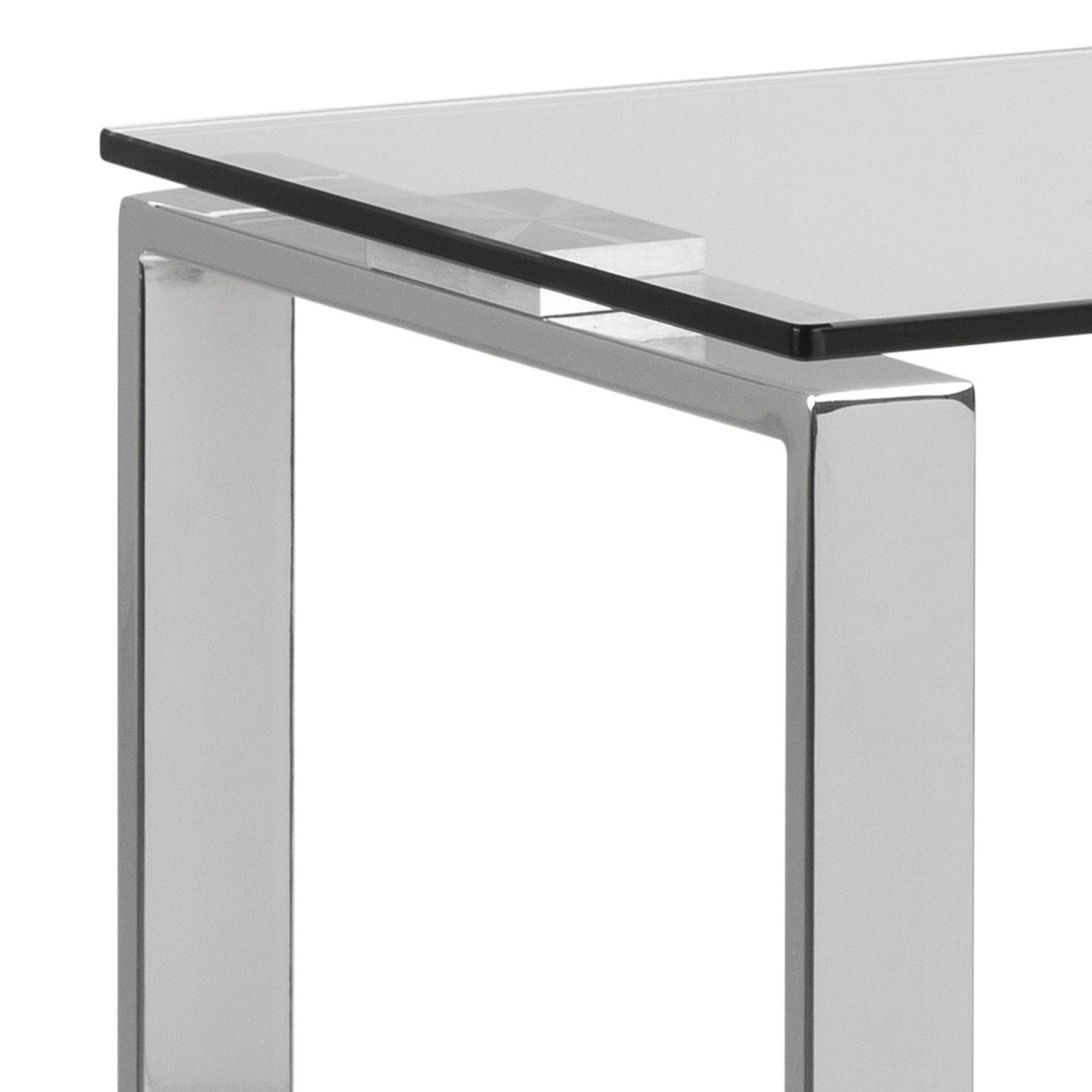 Console avec plateau verre et pieds chromés APOLLINE argent, TOILINUX