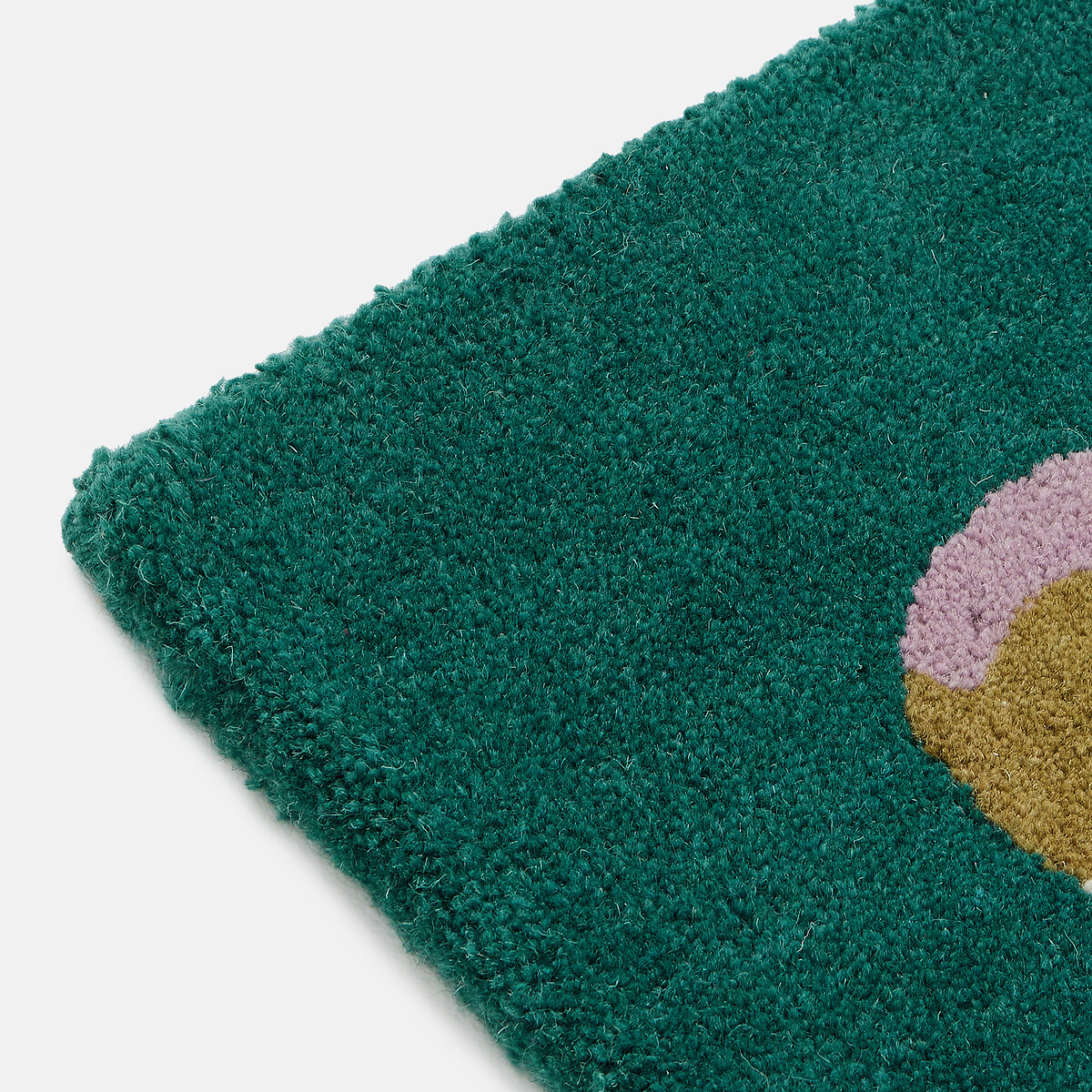 Tapis motif floral, tufté main, en pure laine, FLORALIA vert canard, LA REDOUTE INTERIEURS