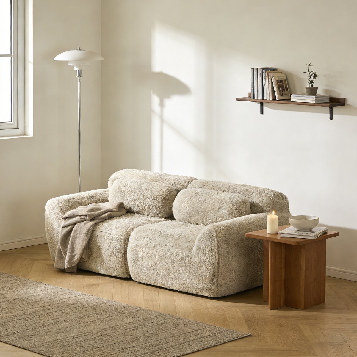 Canapé droit 2 places design moderne, WIND kaki, MEUBLES COSY