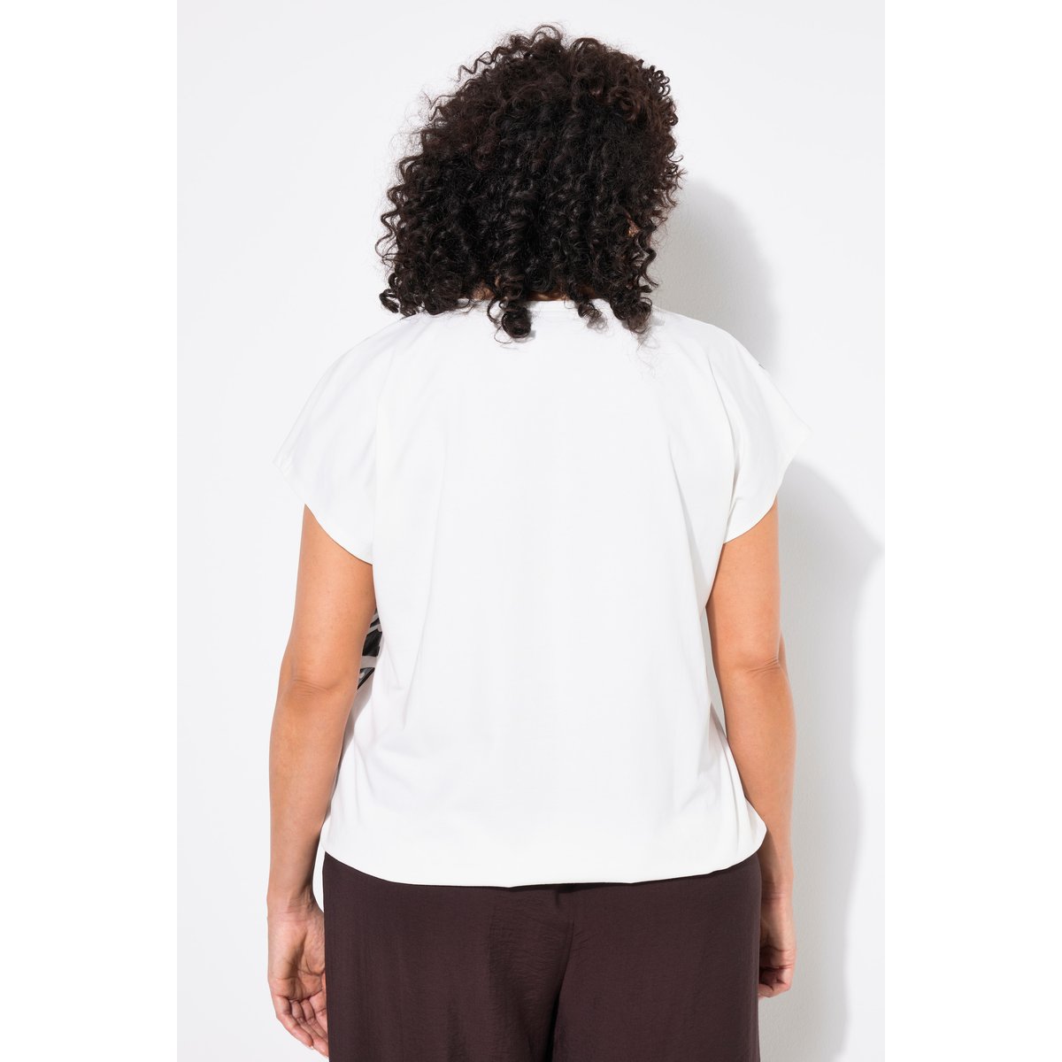 T-shirt oversize. Motif cachemire. Col V blanc cassé, ULLA POPKEN