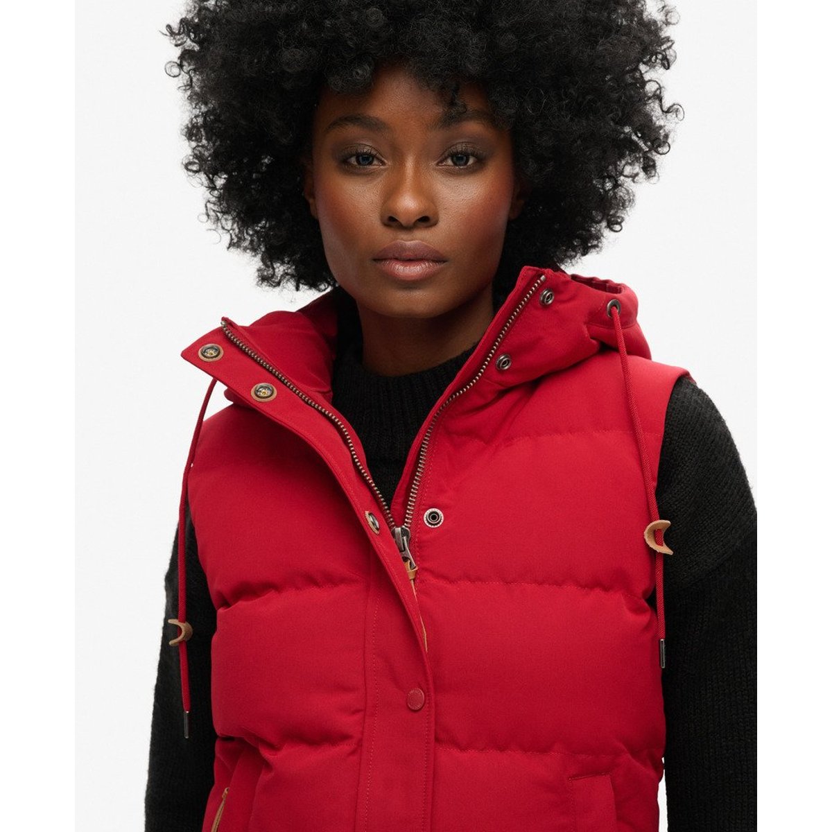 Doudoune Sans Manches À Capuche rouge, SUPERDRY