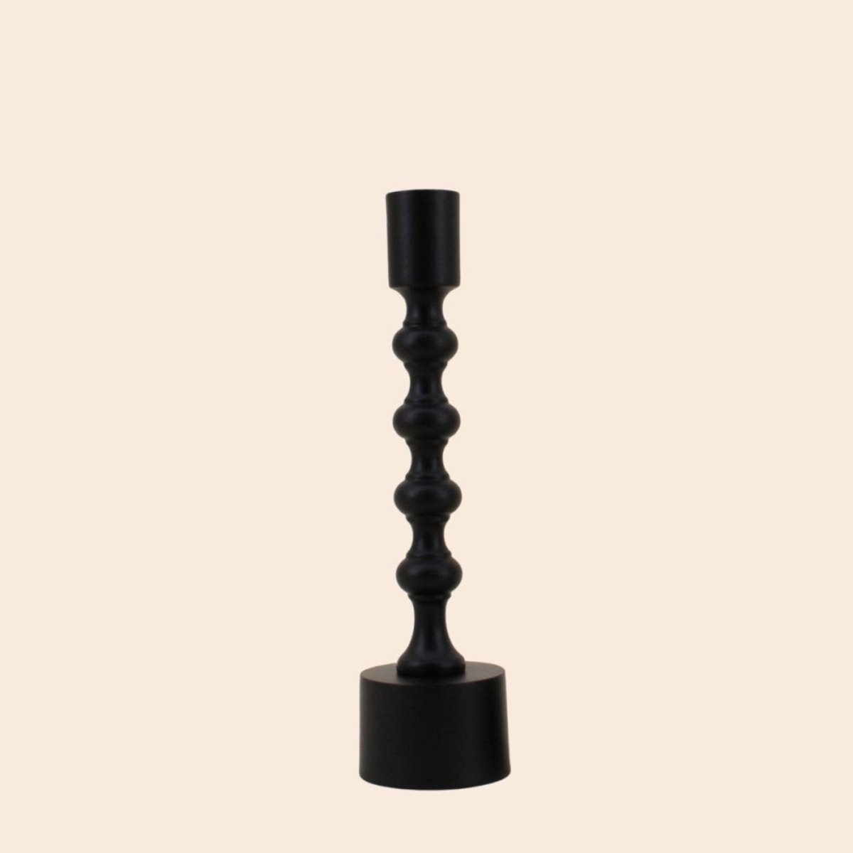 Bougeoir laqué 23cm noir, ORNAMI