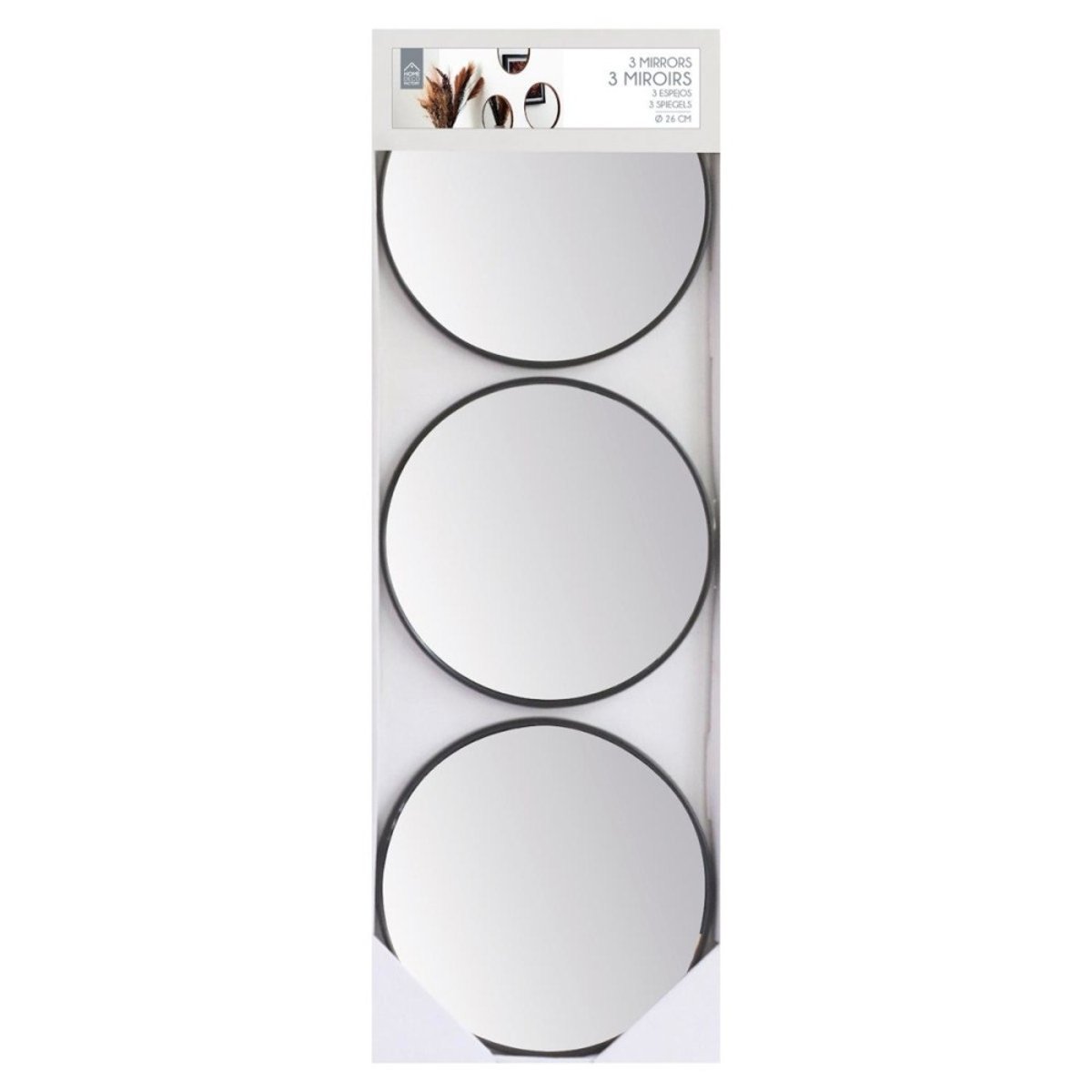 Lot de 3 miroirs diam 26 effet bois marron, DECORATIE