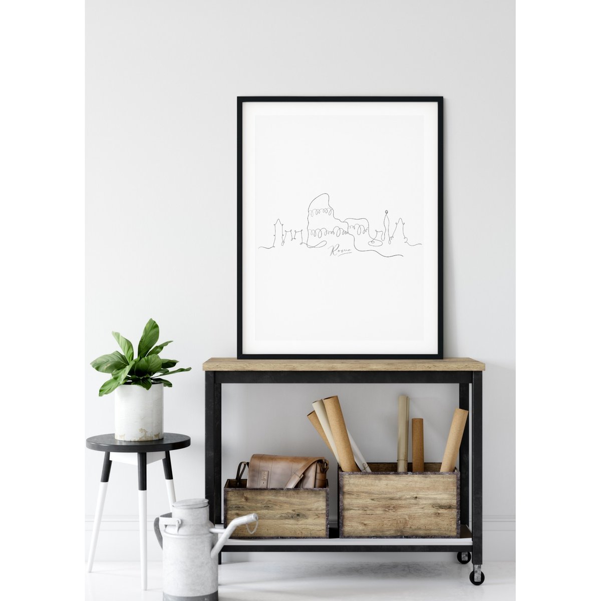 Affiche Line Art Rome blanc, L'AFFICHERIE