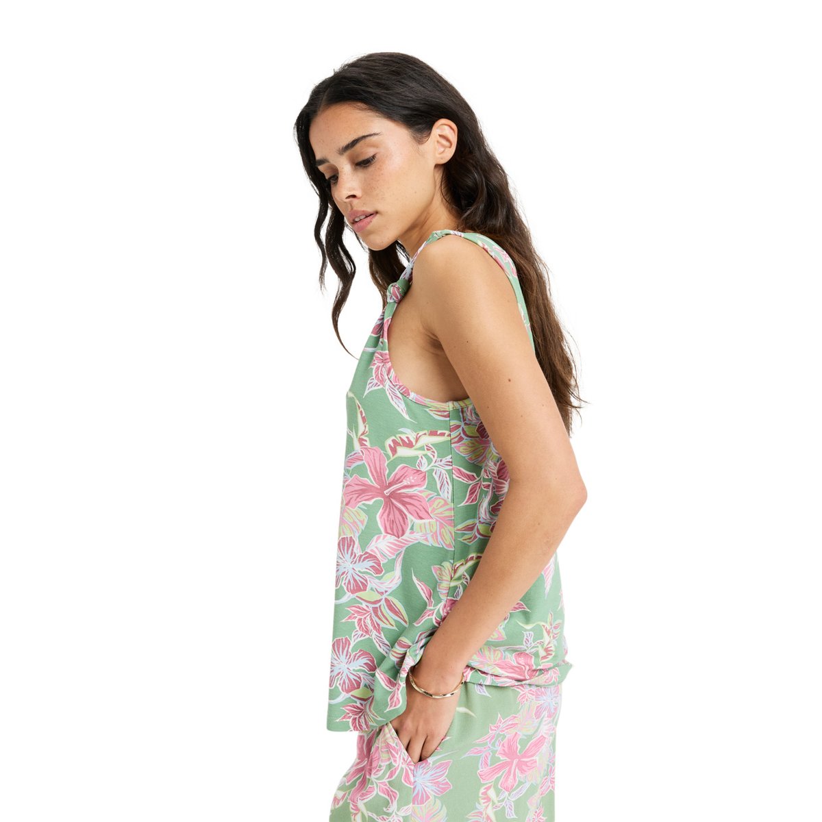 Débardeur, col rond, Floral. vert basil kartofeel apparel, ROXY