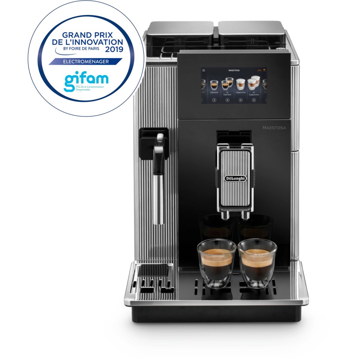 Expresso Broyeur Maestosa EPAM960.75.GLM connecté inox noir, DELONGHI