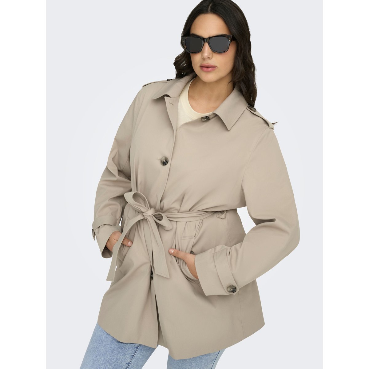 Trench Coat marron - island fossil, ONLY CARMAKOMA