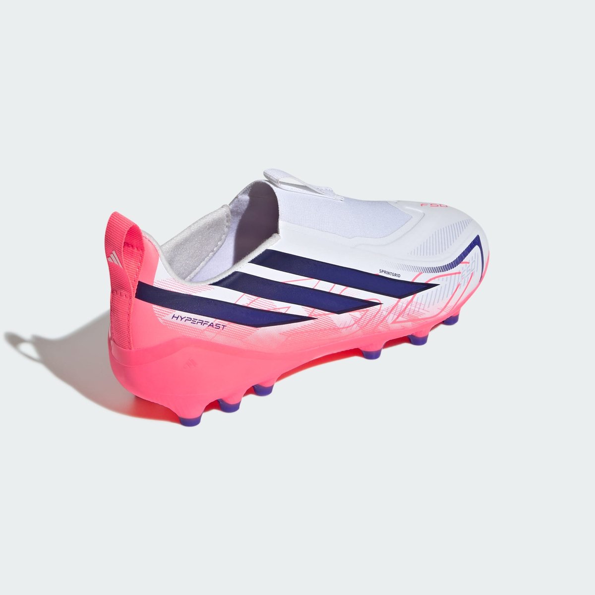F50 Hyperfast League Laceless Artificial Ground Football Boots Kids F50 Hyperfast League Laceless Artificial Ground Football Boots Kids cloud white / solar purple / solar turbo, adidas Performance