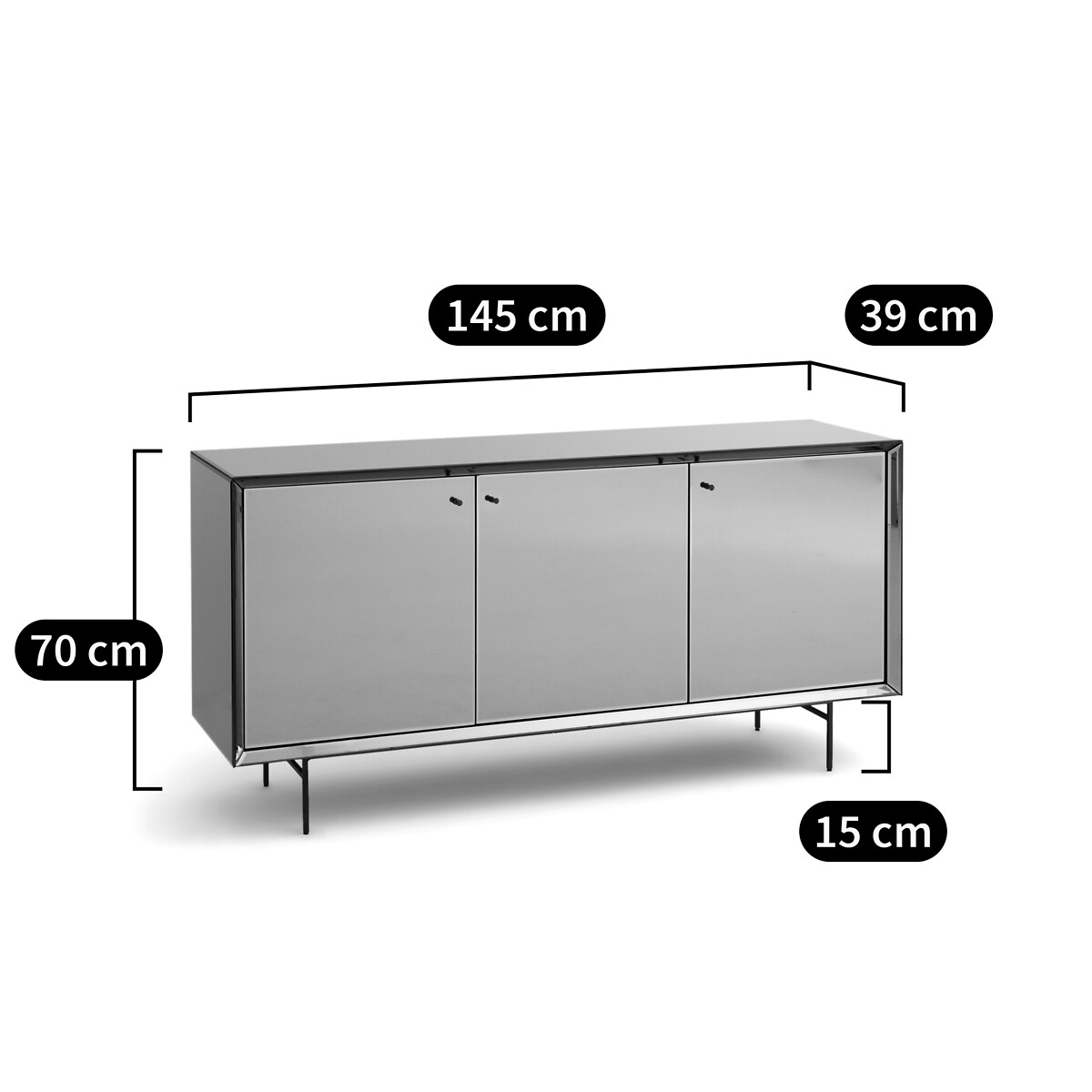 Buffet enfilade miroir, Khonsou verre transparent, AM.PM