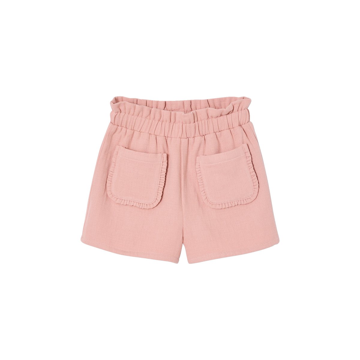 Short paperbag en twill rose poudré, VERTBAUDET