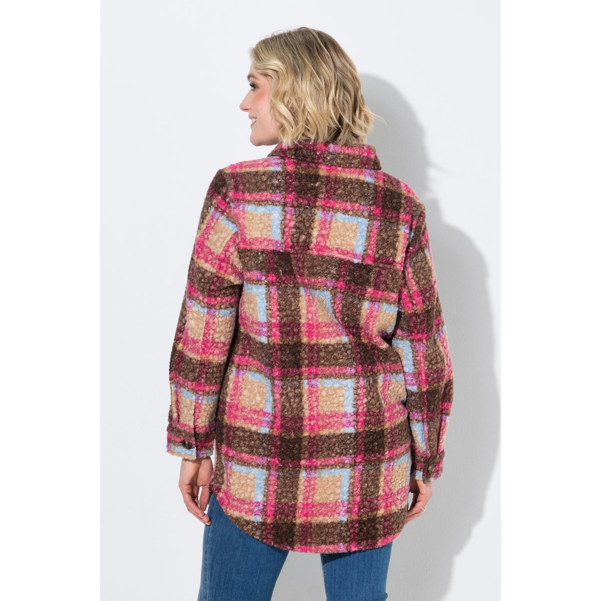 Veste longue / surchemise en bouclé taupe foncé, ULLA POPKEN