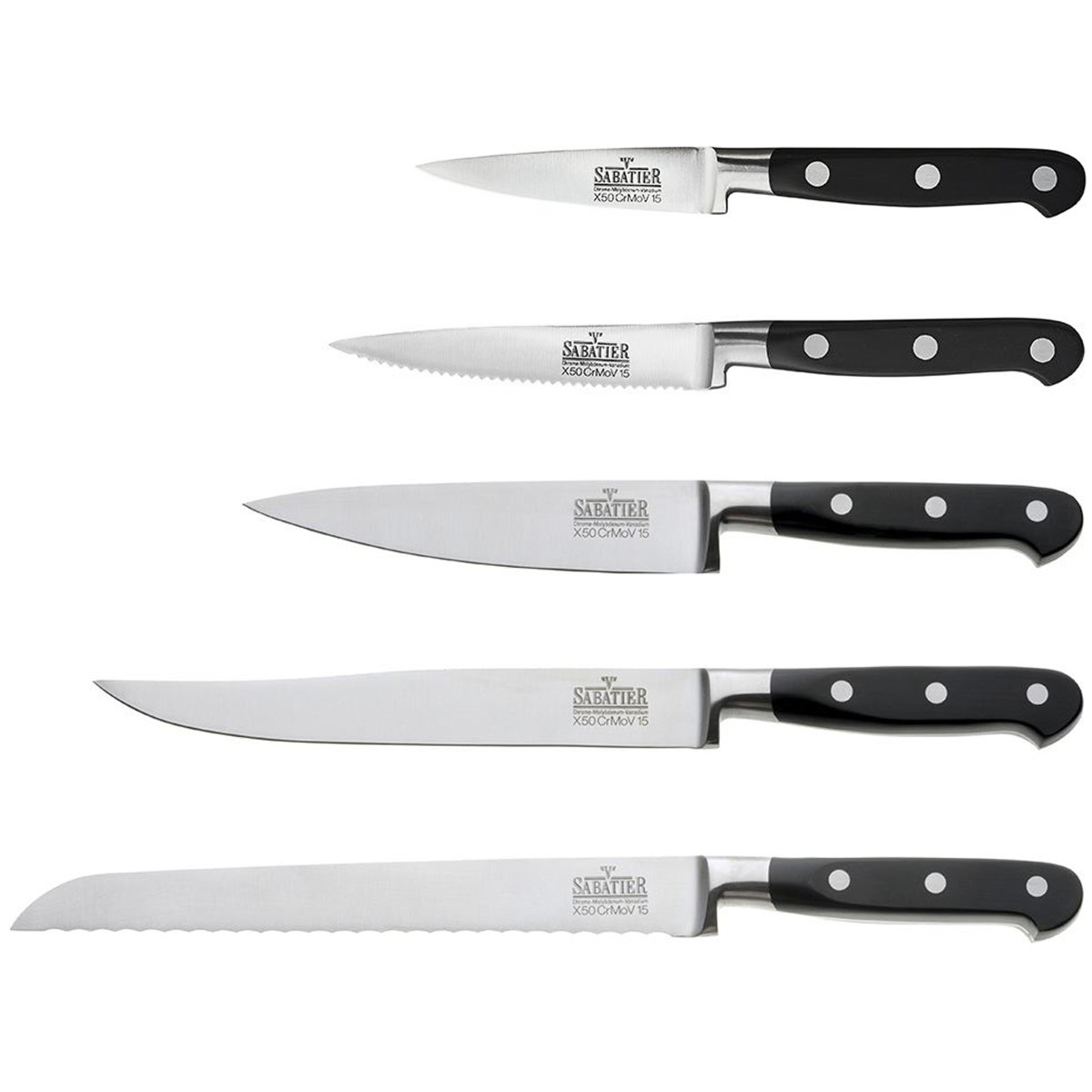 Bloc 5 couteaux de cuisine - V SABATIER v002237, RICHARDSON SHEFFIELD