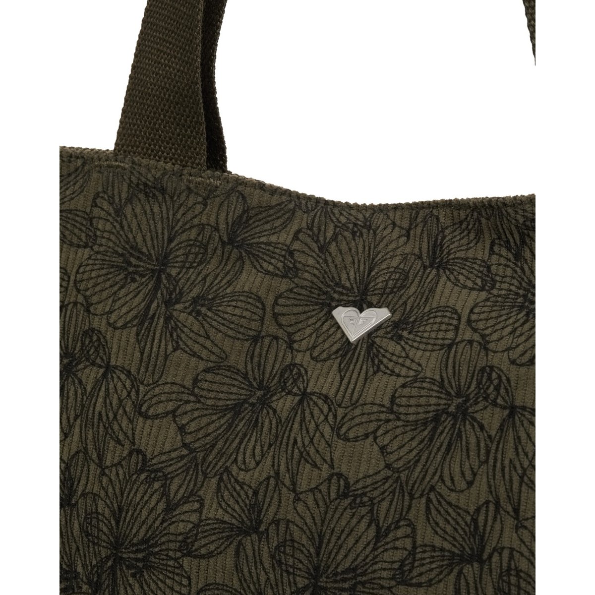 Sac tote en velours côtelé FEELING VIBES PRINTED. vert beetle, ROXY