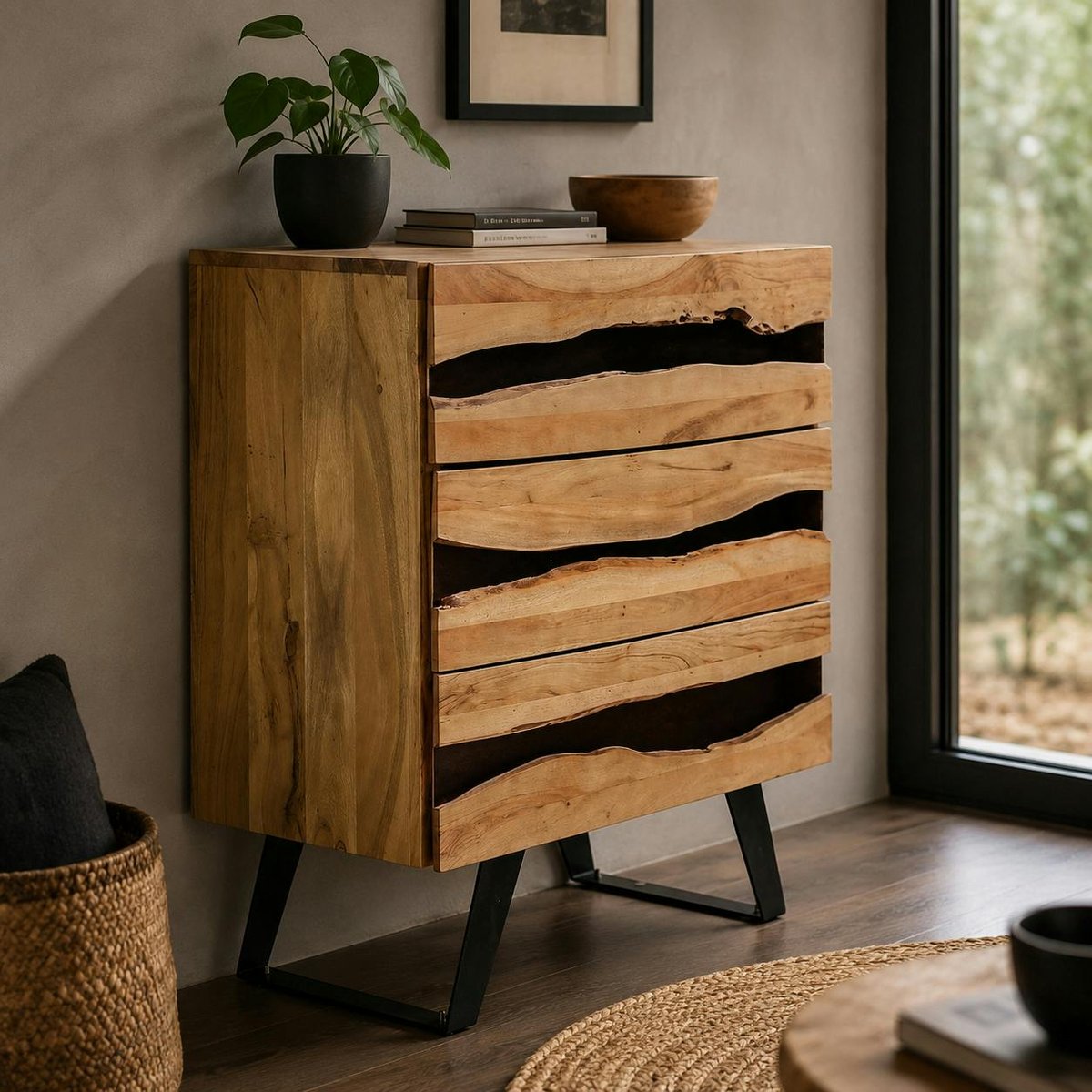 Commode en bois d'acacia 3 tiroirs CANYON bois naturel, PIER IMPORT