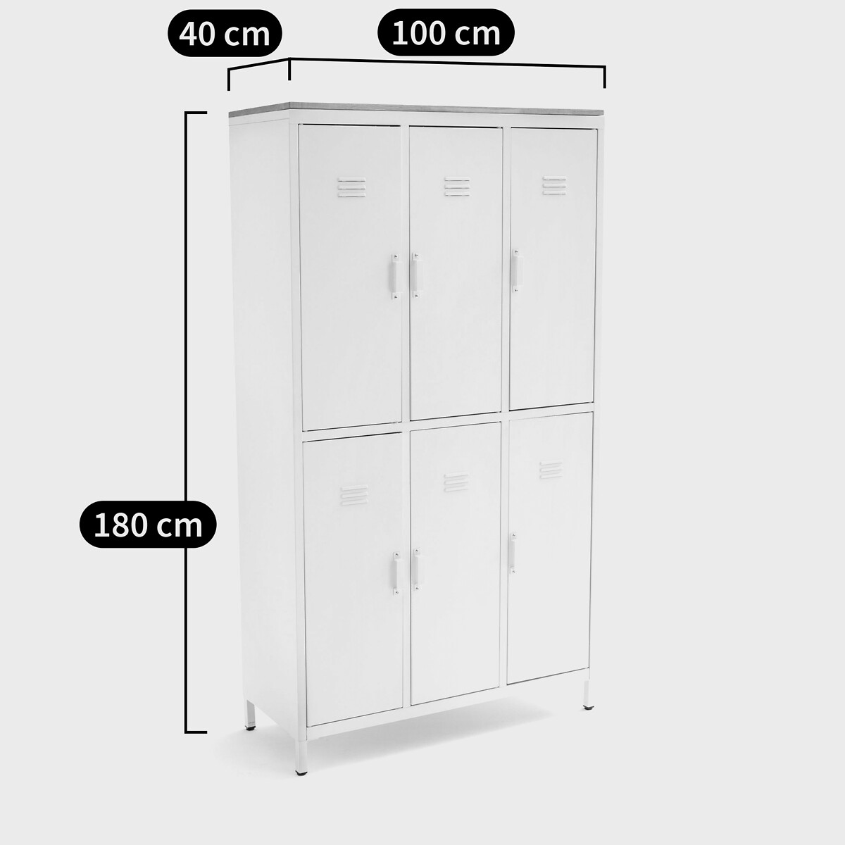 Armoire/Vestiaire 6 portes métal acier, chêne Hiba gris anthracite, LA REDOUTE INTERIEURS