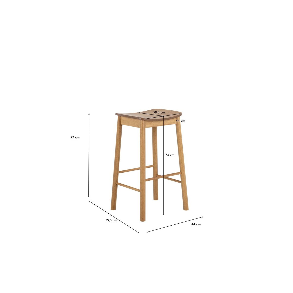 Tabourets de bar en bois naturel (lot de 2) - IZIA bois clair, HELLIN, DEPUIS 1862