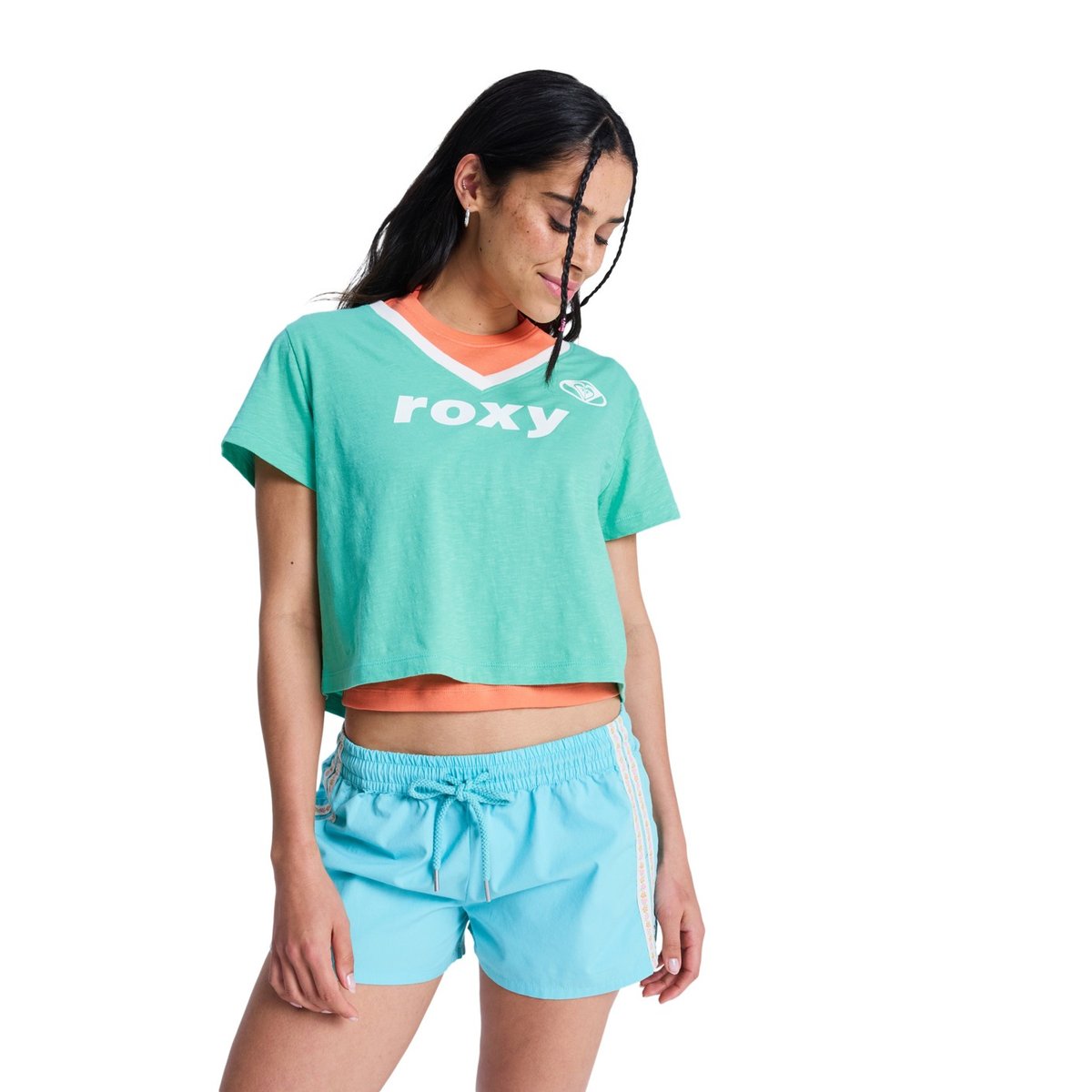Short taille élastique SUNLIT SMILES. bleu pool blue, ROXY