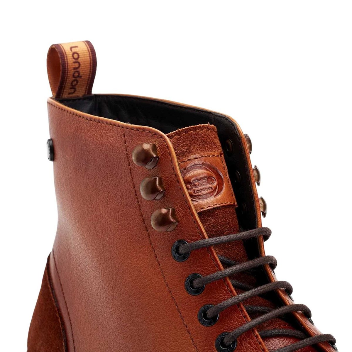 Bottines à lacets en cuir DETTORI fauve, BASE LONDON