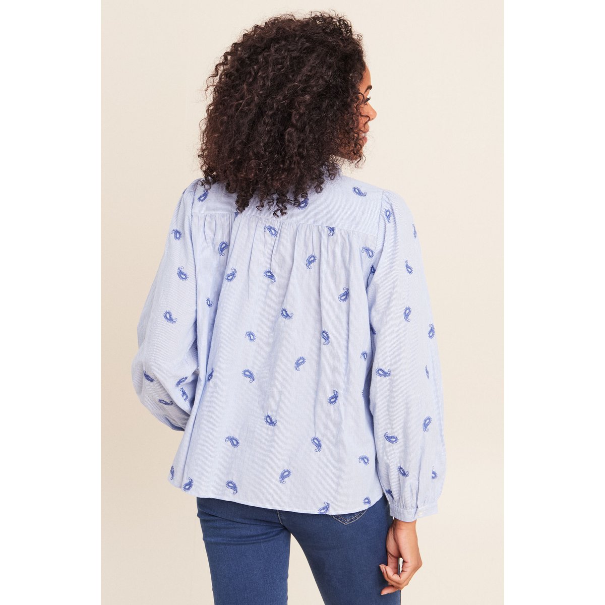 Blouse ample manches longues fluide bleu, BREAL
