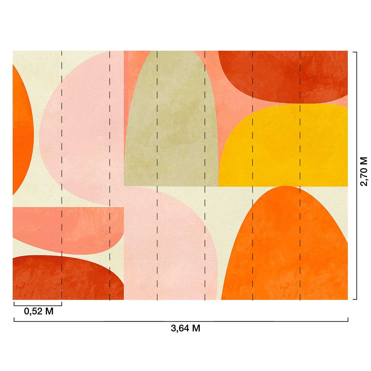 Papier peint formes couleurs oranges intissé, HEXOA