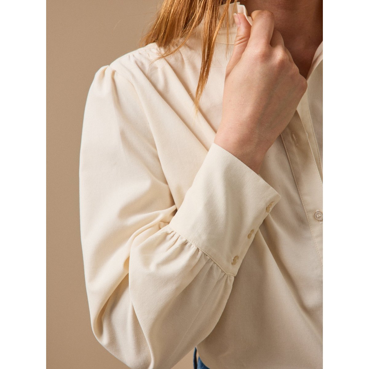 Chemise velours babycord Émilie ecru, CYRILLUS