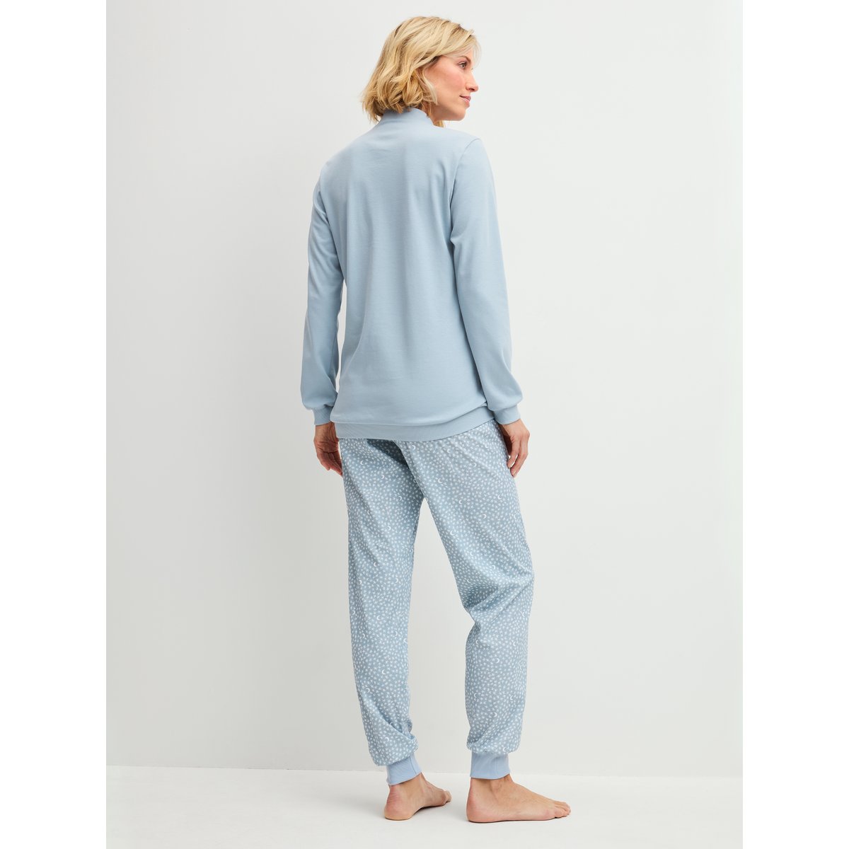 Pyjama à bord-côte manches longues Coton MIDNIGHT DREAMS dusty grey, CALIDA