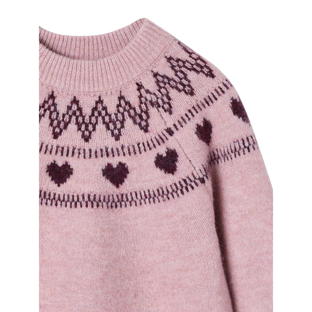 Pull manches longues col rond rose pâle, VERTBAUDET