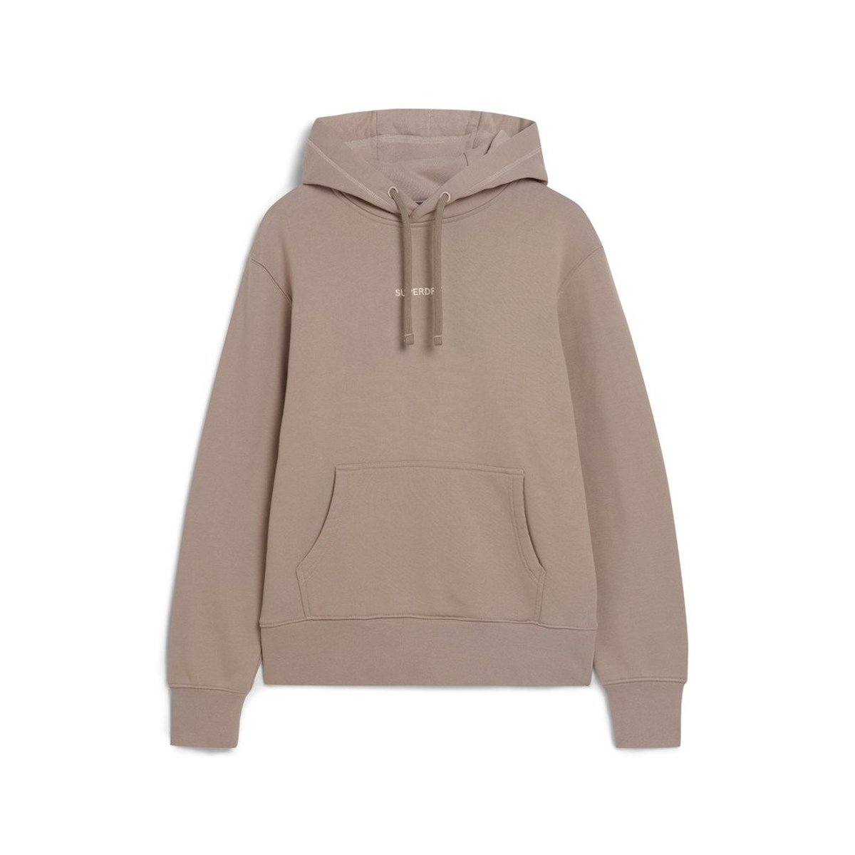 Sweat à capuche ample à motif et micro logo beige foncé flammé, SUPERDRY