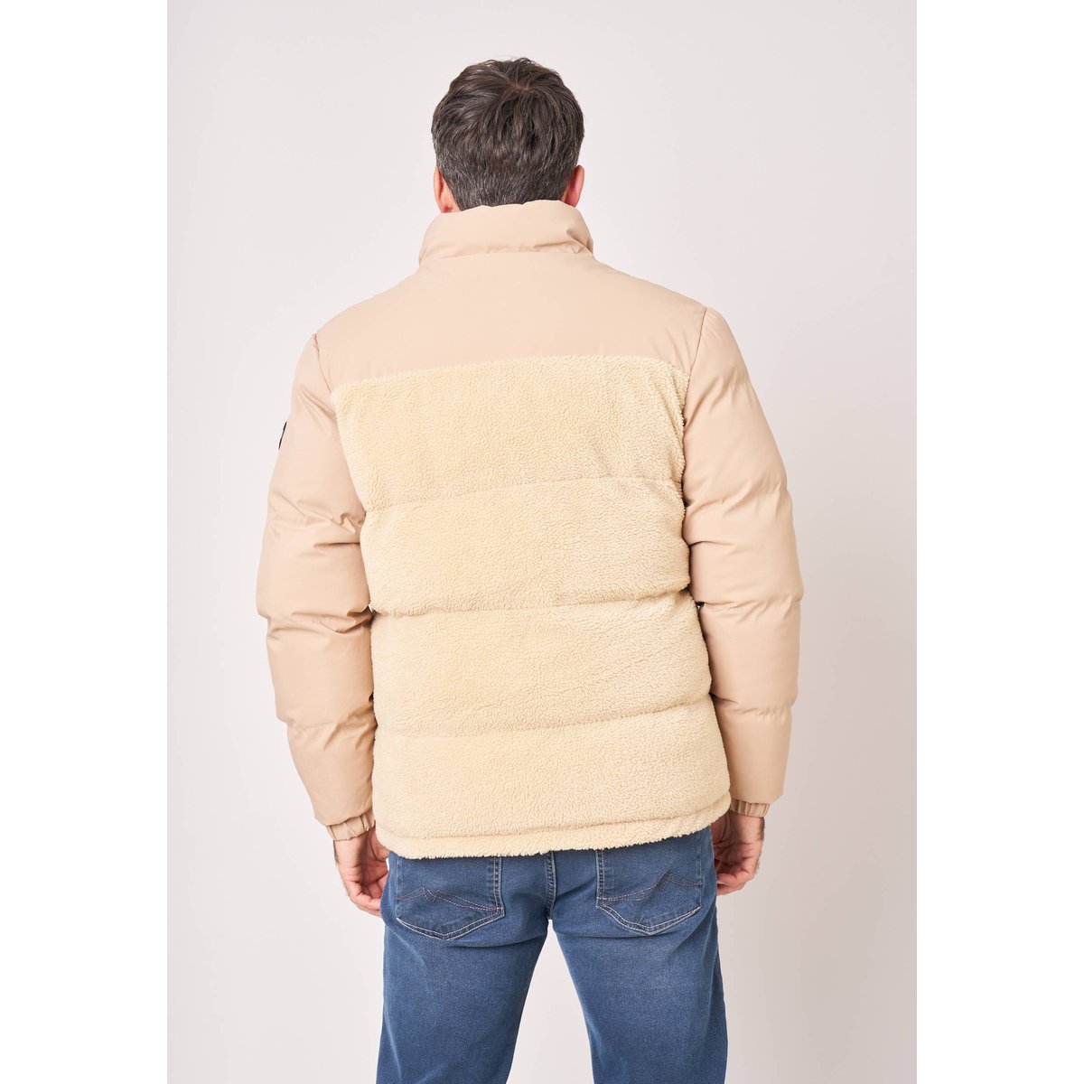Doudoune regular homme bi-matière sherpa CAMBRI beige, DEELUXE