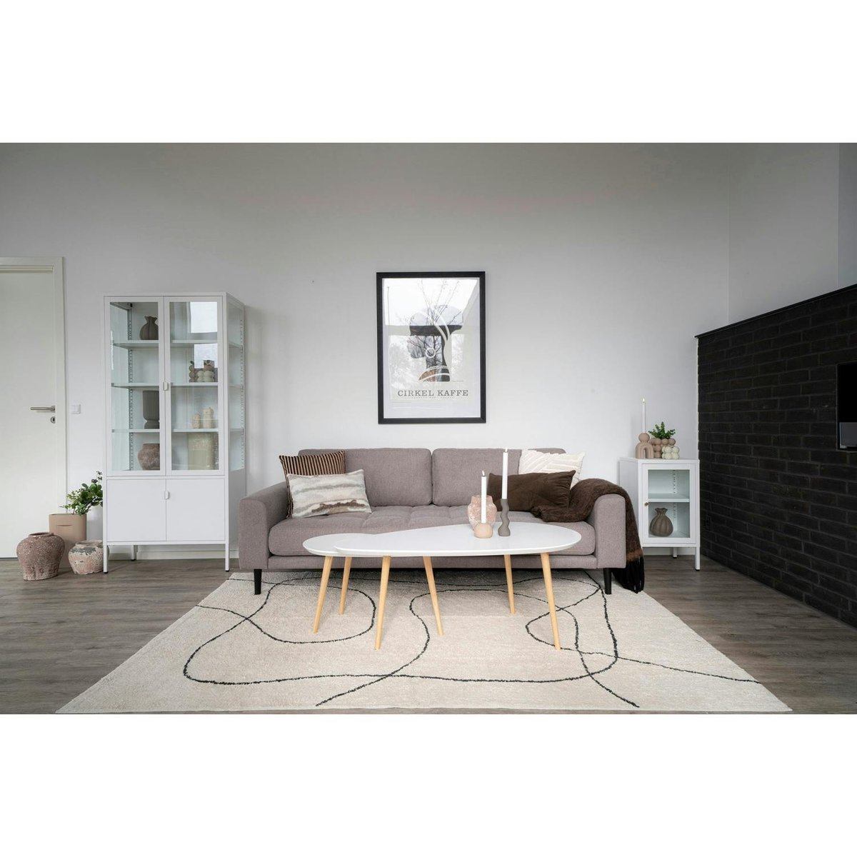 Tapis de salon beige design abstrait courbe 160x230 cm ISTANBUL beige, PIER IMPORT