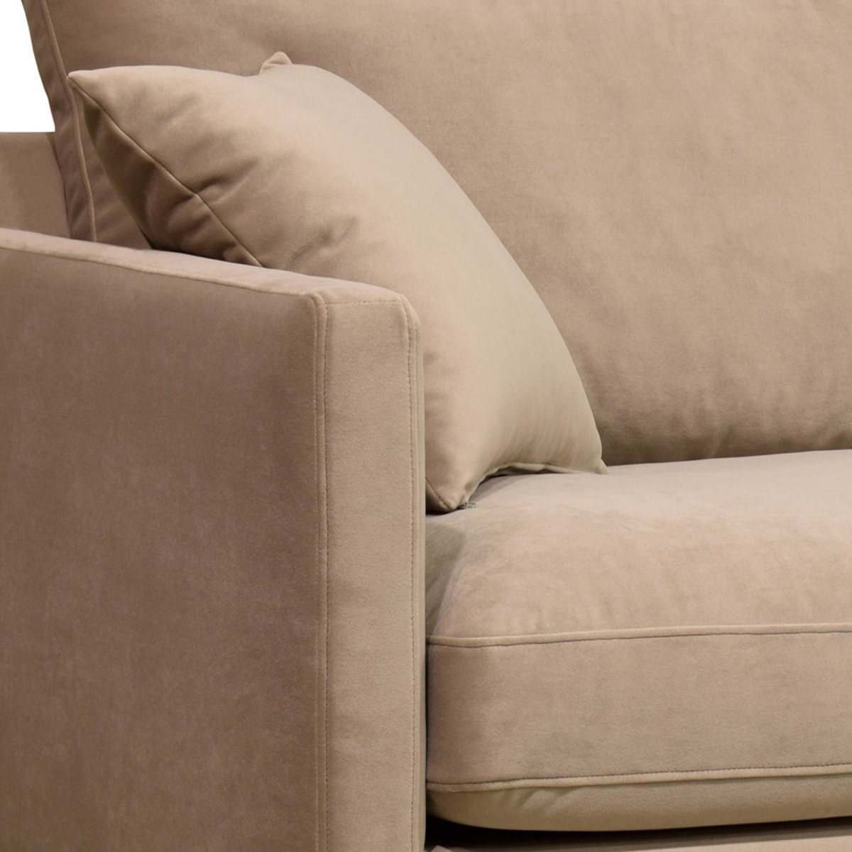 Fauteuil XL en velours pieds bois foncé- VILLABON beige, DRAWER