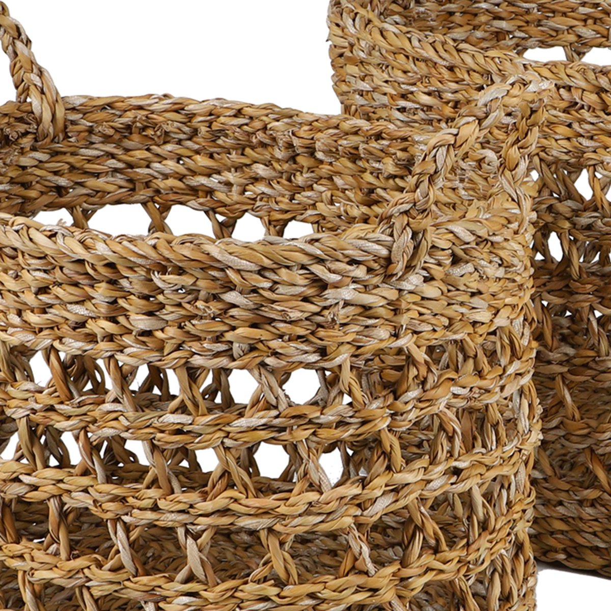 Set de 3 paniers tressés en jacinthe d'eau bois, WADIGA